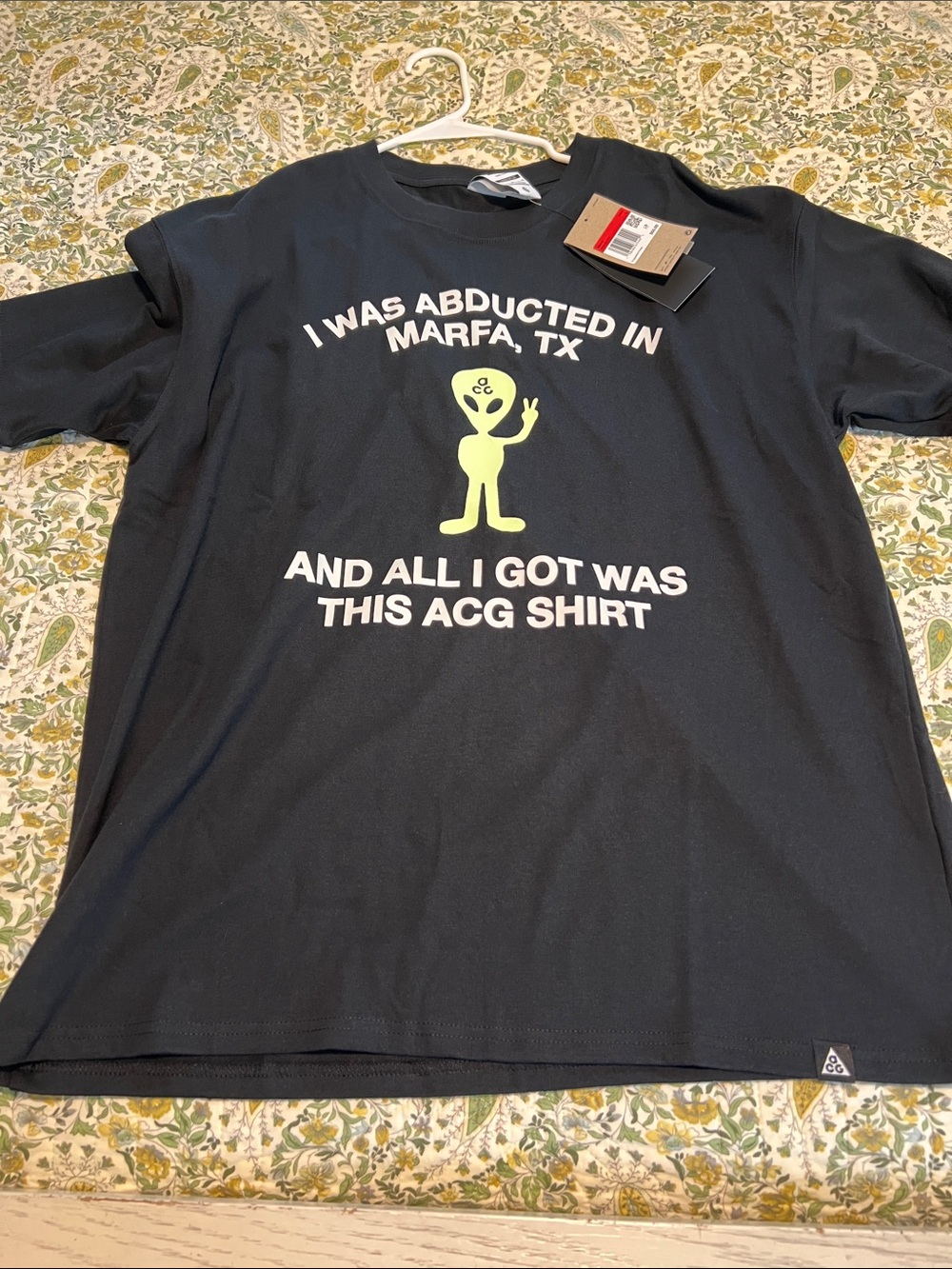 Nike ACG Black Tee with Neon Yellow Alien Graphic